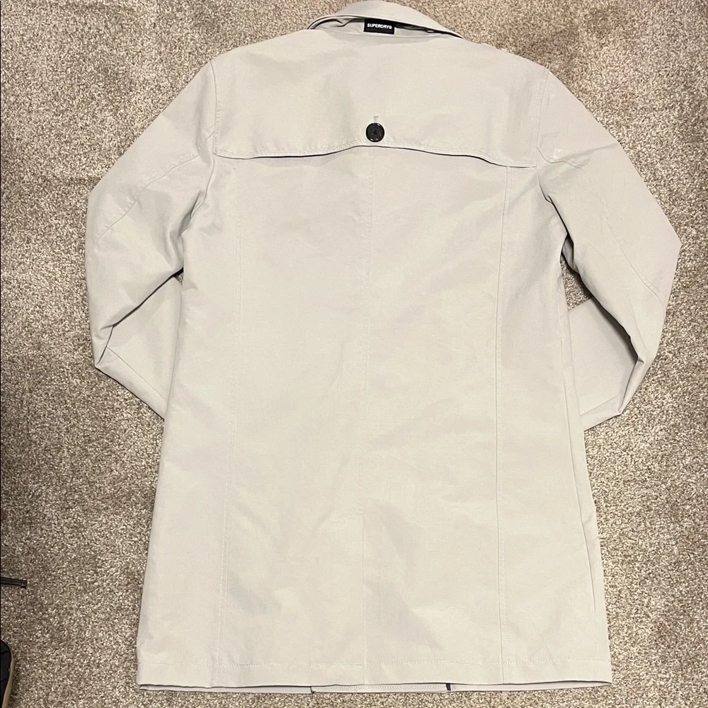 Superdry Premium Goods Cream Trench Coat - Picture 3 of 4